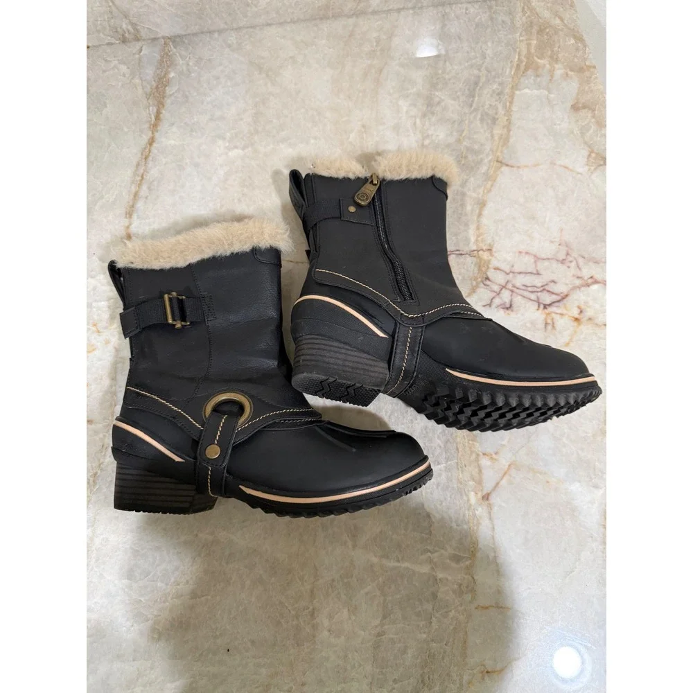 Blondo Sport Waterproof Fur Trim Winter Snow Boots Black Women's 6M